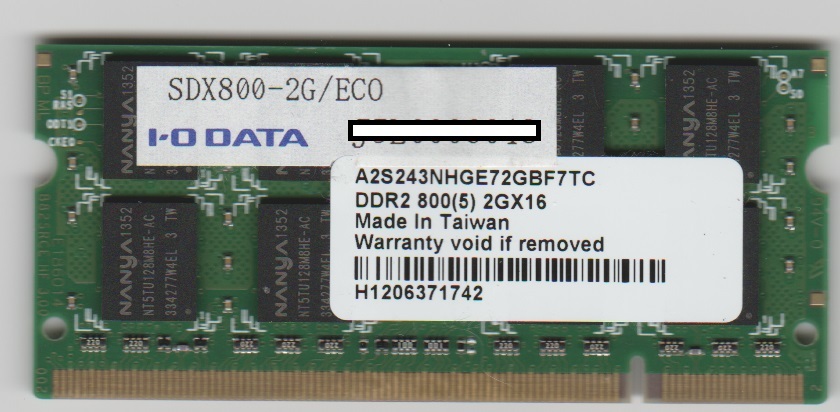 アイ・オー・データ(I・O DATA)メモリー SDX800-2G PC2-6400 200Pin 即決 相性保証拍卖
