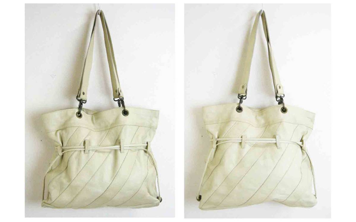 ■PAUL&JOE【ポール&ジョー】ベージュ 革 レザー トート バッグ拍卖