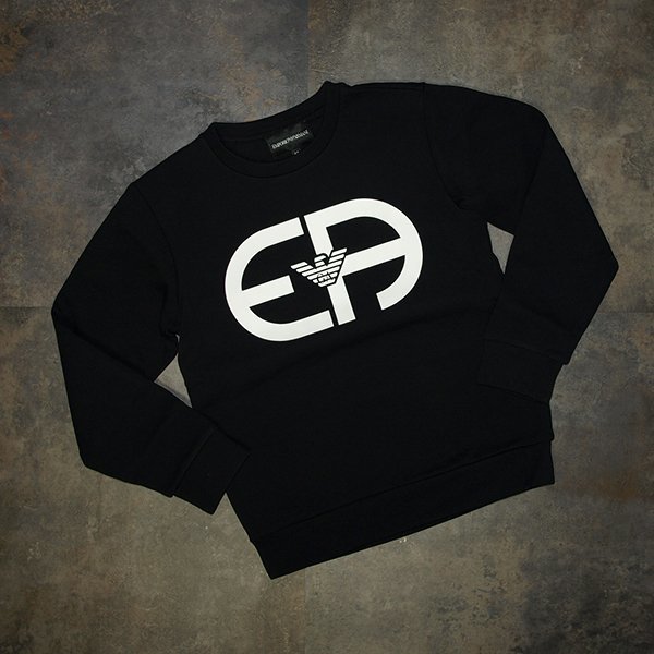 EMPORIO ARMANI◇エンポリオアルマーニ・スウェット上下セットアップ◇ブラック 8A130cm&6A118cmサイズ クリーニング済み 美品拍卖