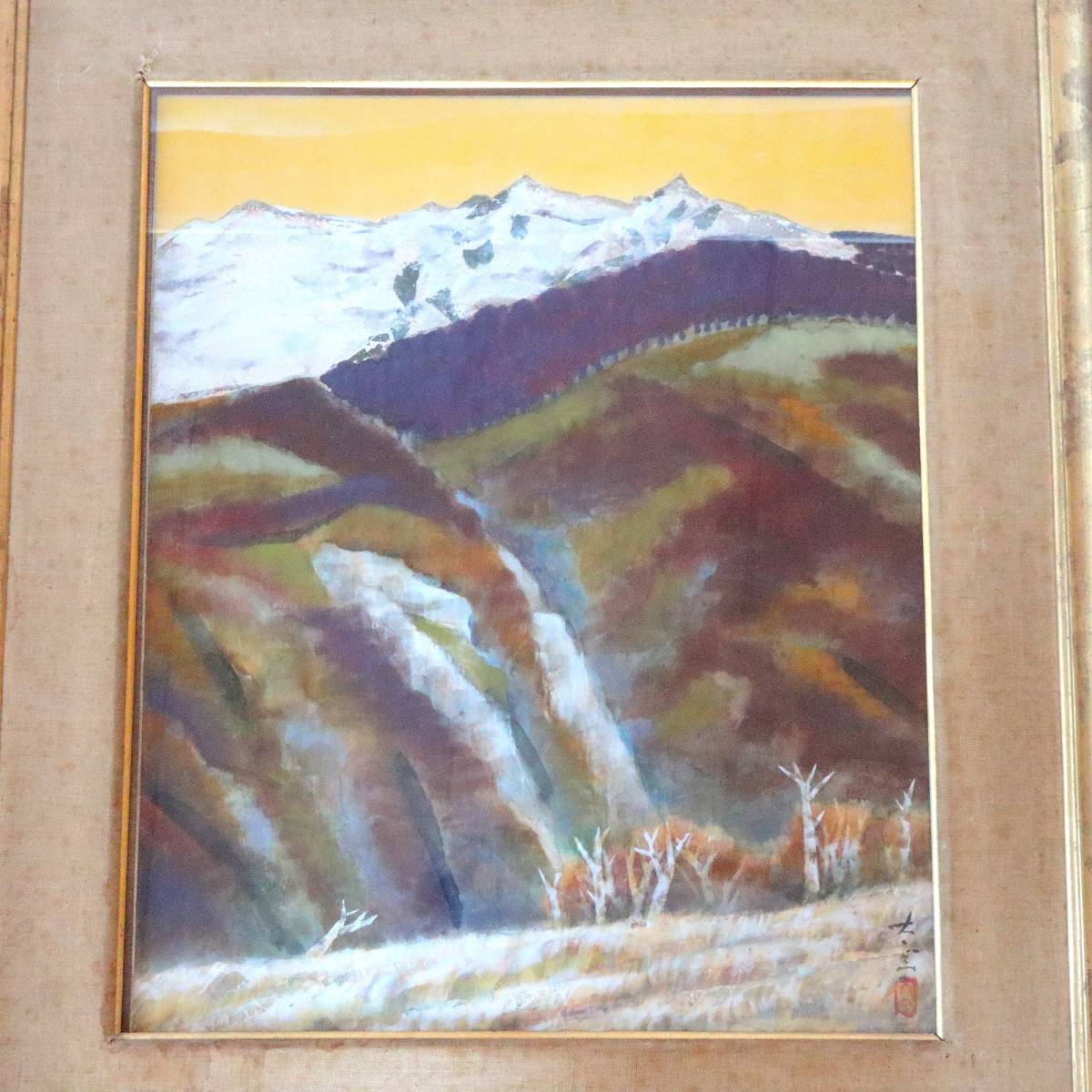 ◆◇【真作保証】常盤大空 風景画 8号程度 日本画 肉筆 額装◇◆拍卖