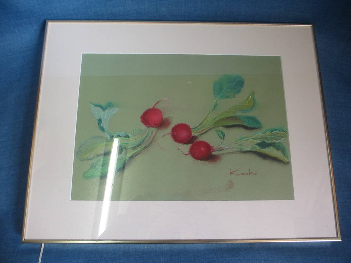 絵画 クレヨン画 サイン kazuko アルミ額入り拍卖