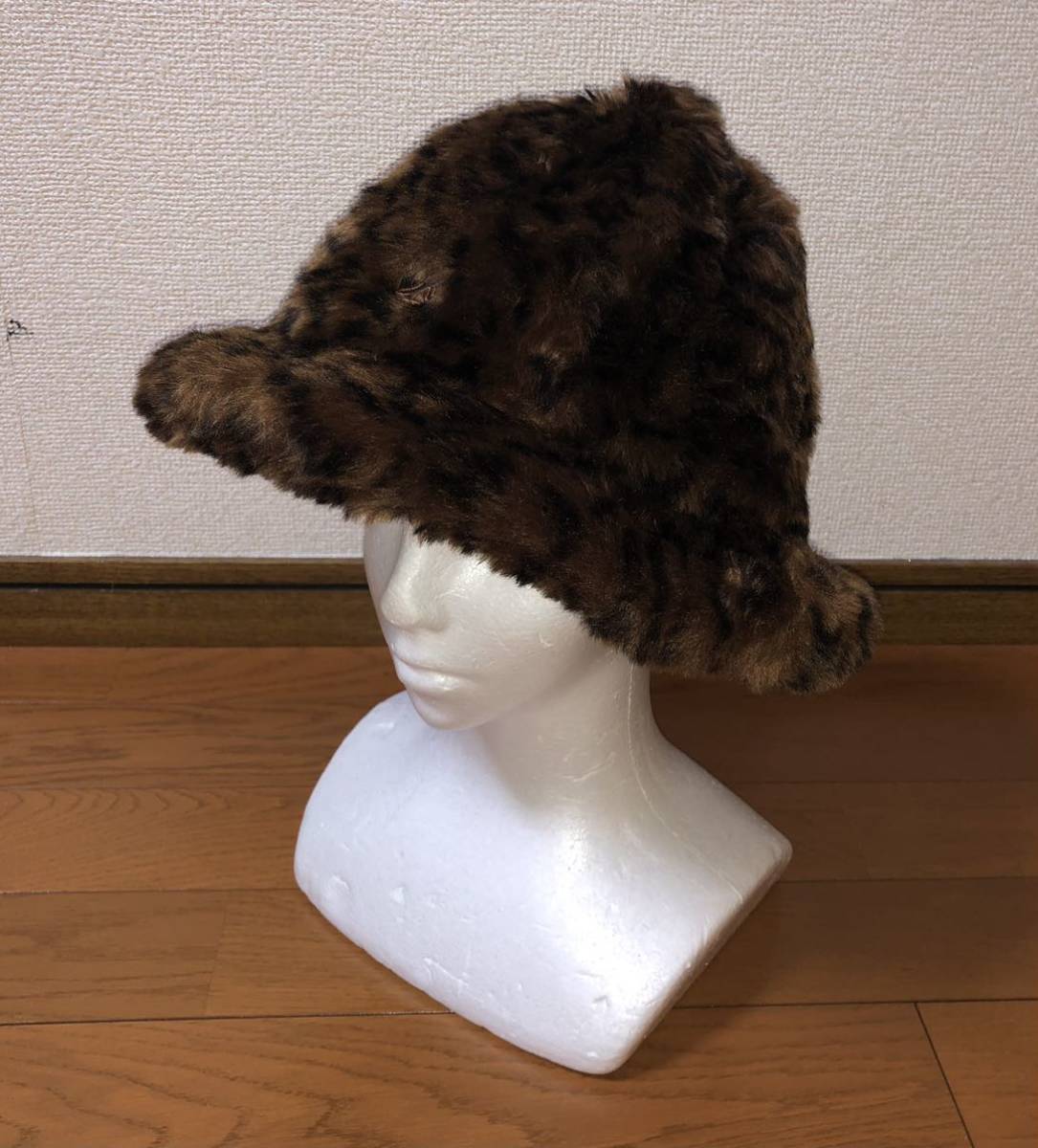 美品 KANGOL Faux Fur Casual K4190ST M カンゴール ファー カジュアル バケットハット ファーハット レオパード柄 ヒョウ柄 豹柄 黒 茶 M拍卖