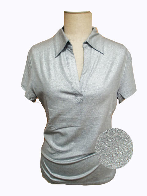 han33 ポロシャツ 半袖カットソー シルバー銀 11号 ノーマカマリ Norma Kamali レナウン レディース 20代30代 夏 美ライン シャープ拍卖