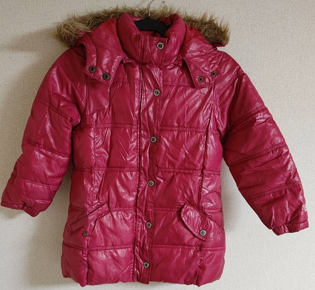 130㎝ Silver moon 長袖 中綿 コート ジャンパー フルジップ フード ファー ピンク拍卖