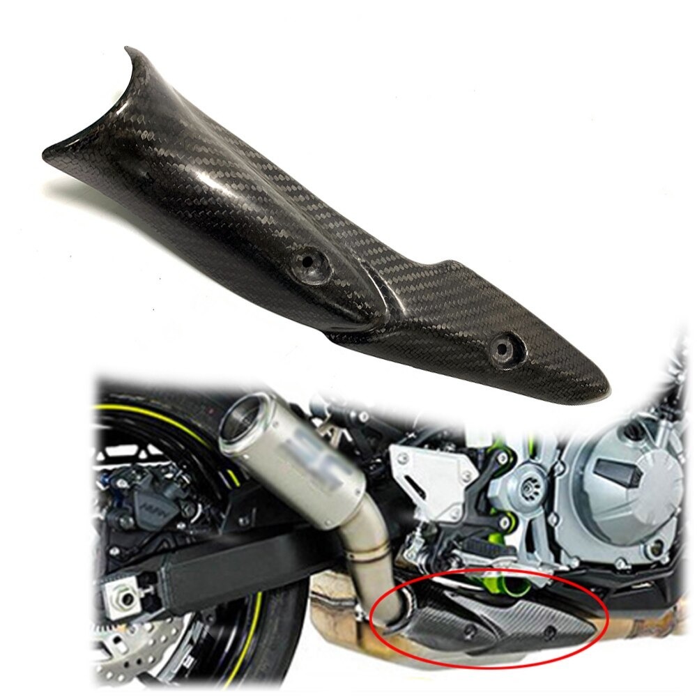 送料無料 KAWASAKI カワサキ Z900 2017-2019 カーボンファイバー エキゾーストカバー ヒートプロテクター シールド拍卖