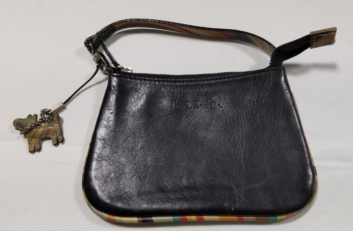 中古ポールスミス牛革マルチカラーポーチ財布&チャームストラップ拍卖