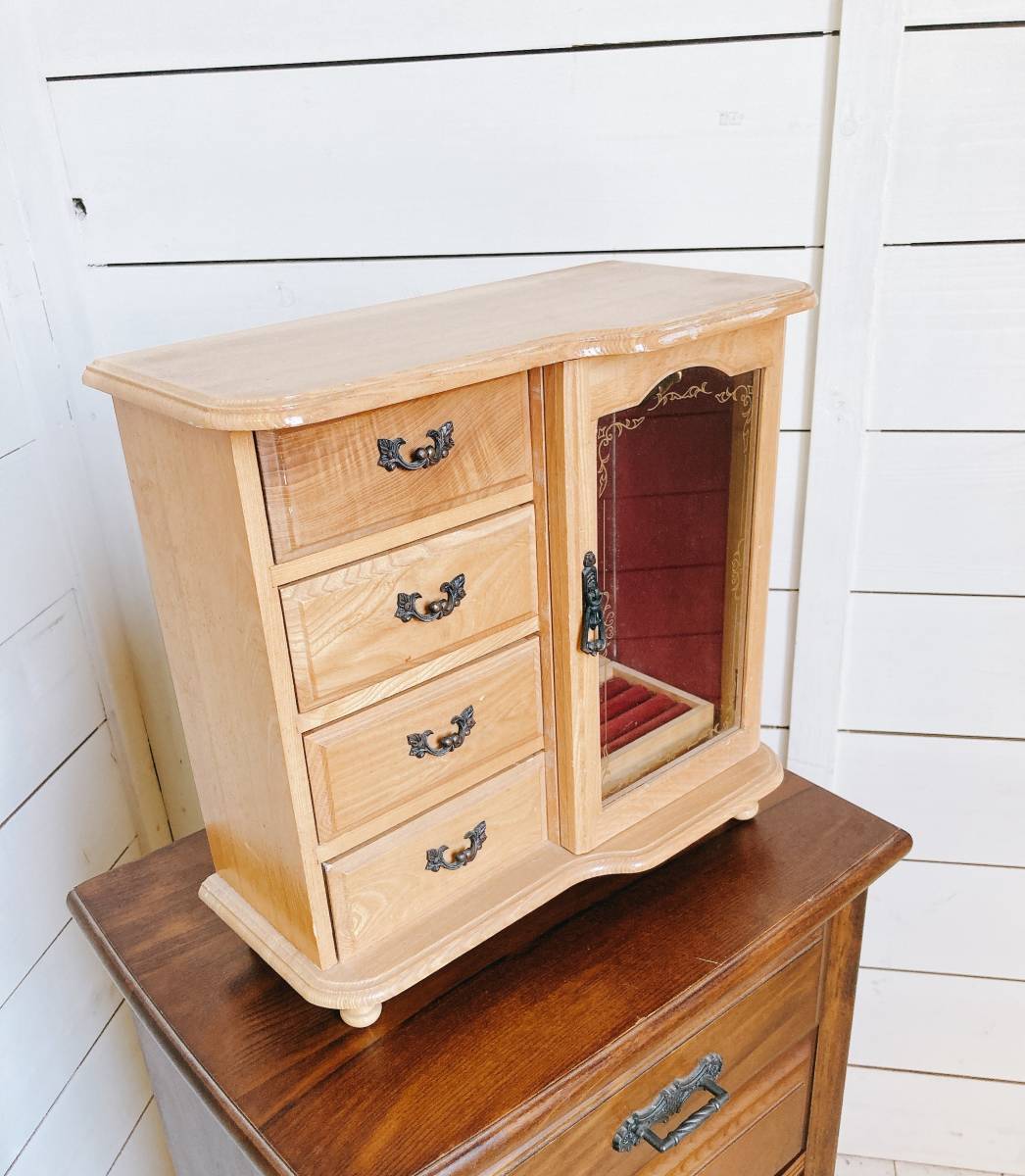 ★木製 アクセサリーボックス★ジュエリーボックス/アクセサリーケース/小物入れ/装飾品入れ/オルゴール付/MUSIKAL BOX/4段/F021拍卖