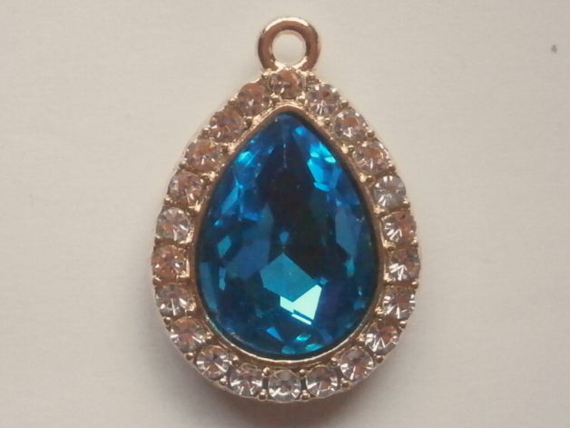 メタル★ガラスストーン付き★パーツ★30×20★LTブルー拍卖