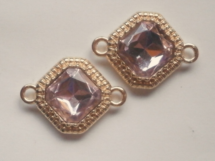 メタル★ガラスストーン付き★パーツ★22×18★LTピンク拍卖