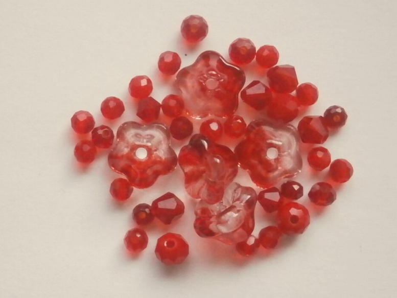 ガラスビーズ★タイニーフラワー★レッド系★1拍卖