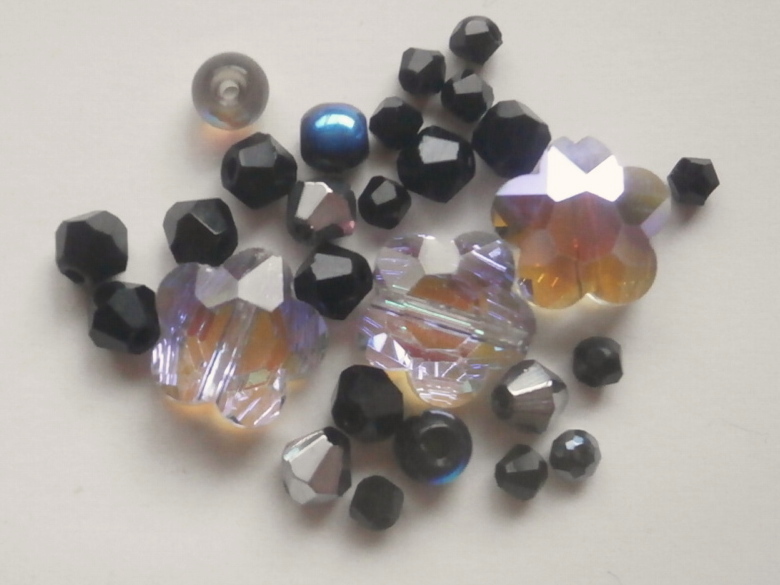 ガラスビーズ★花★タイプ A★ブラック系★f拍卖
