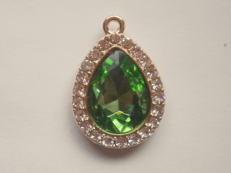 メタル★ガラスストーン付き★パーツ★30×20★ペリドット拍卖