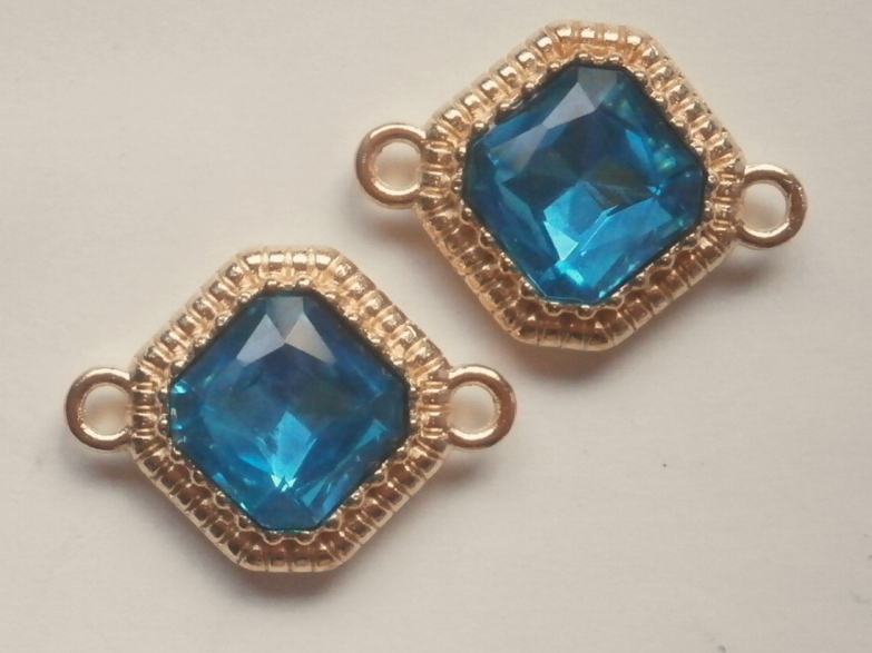 メタル★ガラスストーン付き★パーツ★22×18★LTブルー拍卖