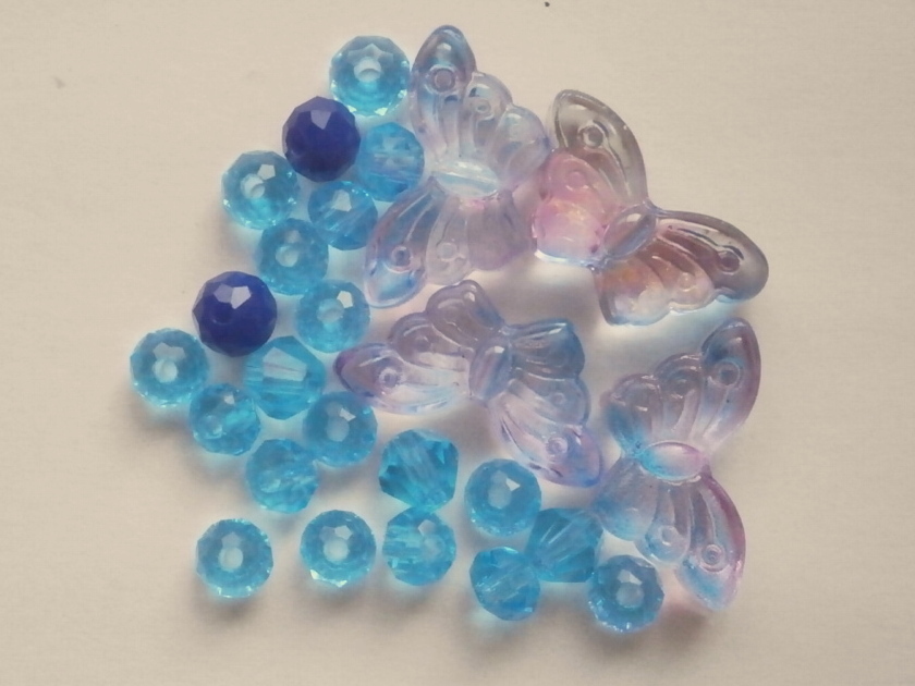 ガラスビーズ★蝶々★タイプ B★ブルー系★3拍卖