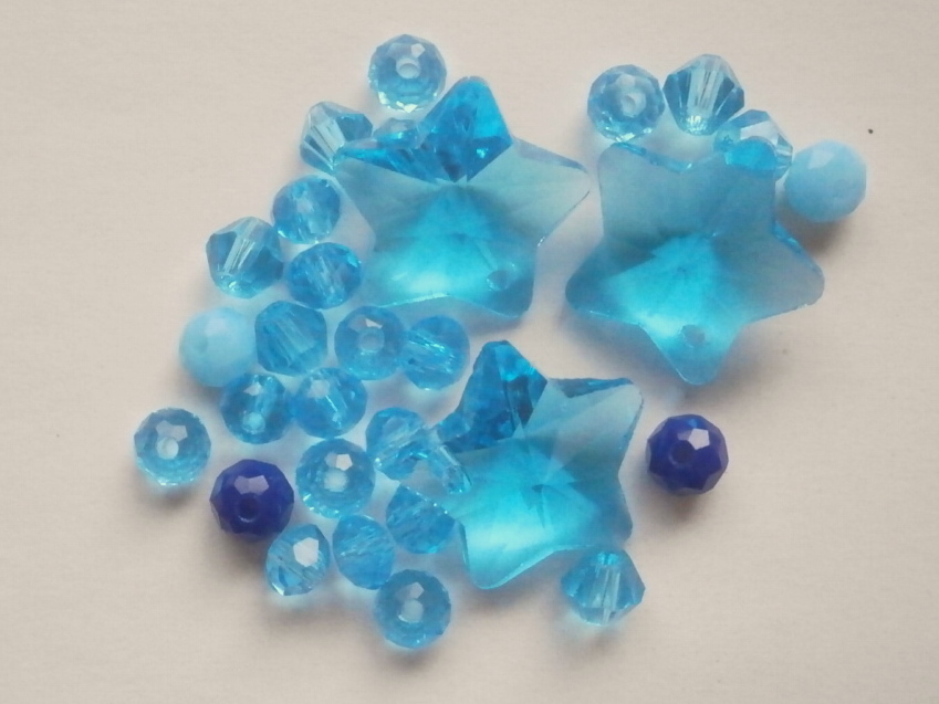 ガラスビーズ★スター★1つ穴★ブルー系★A拍卖