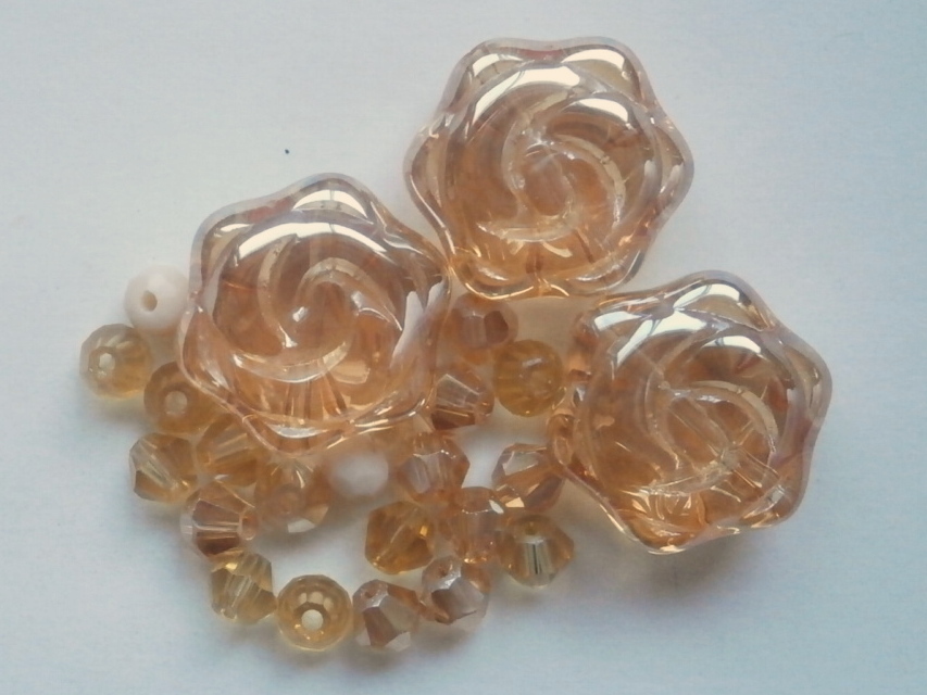 ガラスビーズ★ローズ★ブラウン系★1拍卖