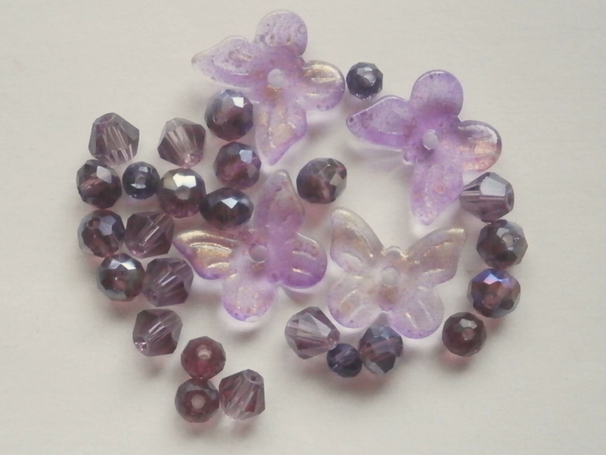 ガラスビーズ★蝶々★タイプ A★パープル系★E拍卖