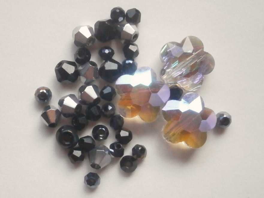 ガラスビーズ★花★タイプ A★ブラック系★a拍卖