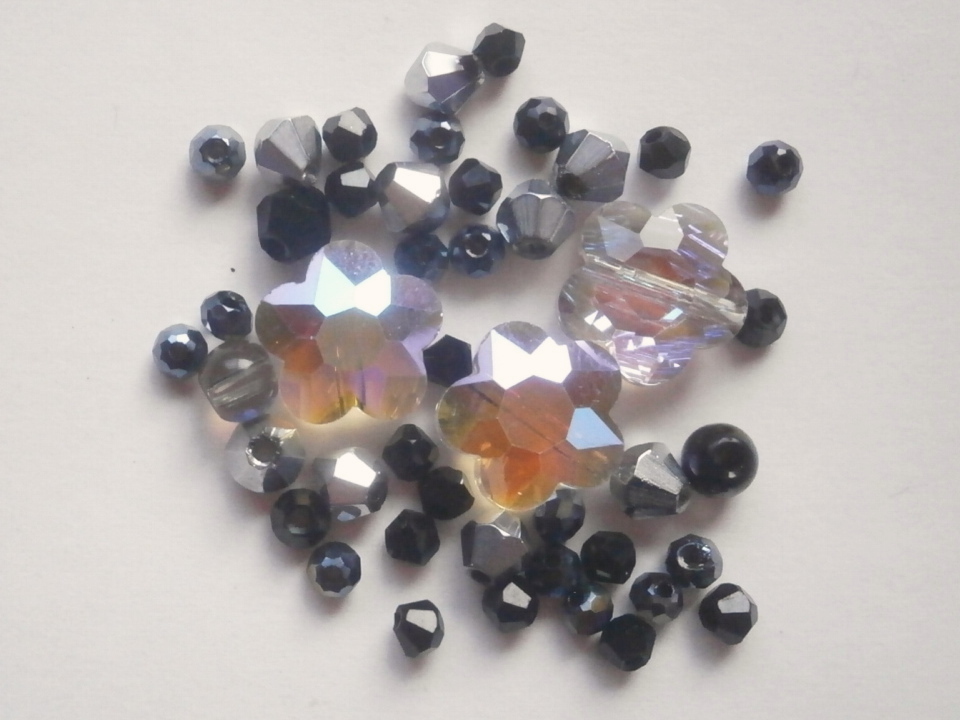 ガラスビーズ★花★タイプ A★ブラック系★b拍卖