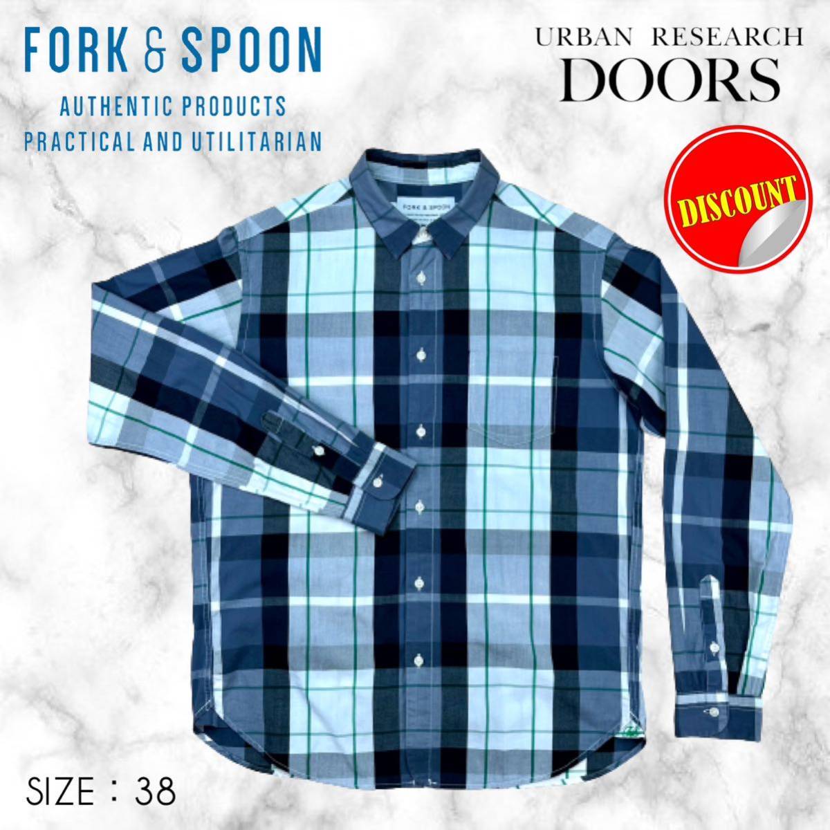 【FORK & SPOON美品★送料込み即決価格!!】フォーク&スプーン by URBAN RESEARCH DOORS オーガニックコットン100% オーバーチェックシャツ拍卖