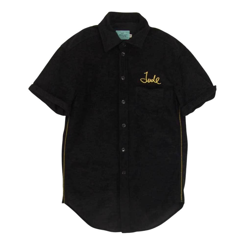 コールドミンク ベロア 刺繍 半袖 シャツ ブラック系 L【中古】拍卖