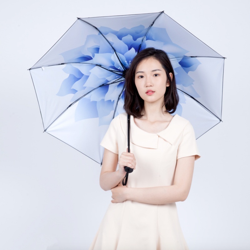 送料無料★即納 新品★雨晴れ兼用 UVカット 折りたたみ 日傘 雨傘 軽量 紫外線カット 花開く日傘★一輪の花/A拍卖