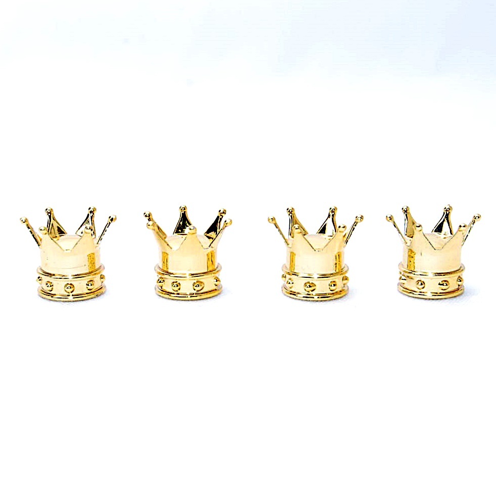 【送料一律140円】 クラウン エアバルブキャップ ゴールド 4個セット 王冠 エアーバルブキャップ 汎用 エアーバルブ バルブキャップ 金拍卖