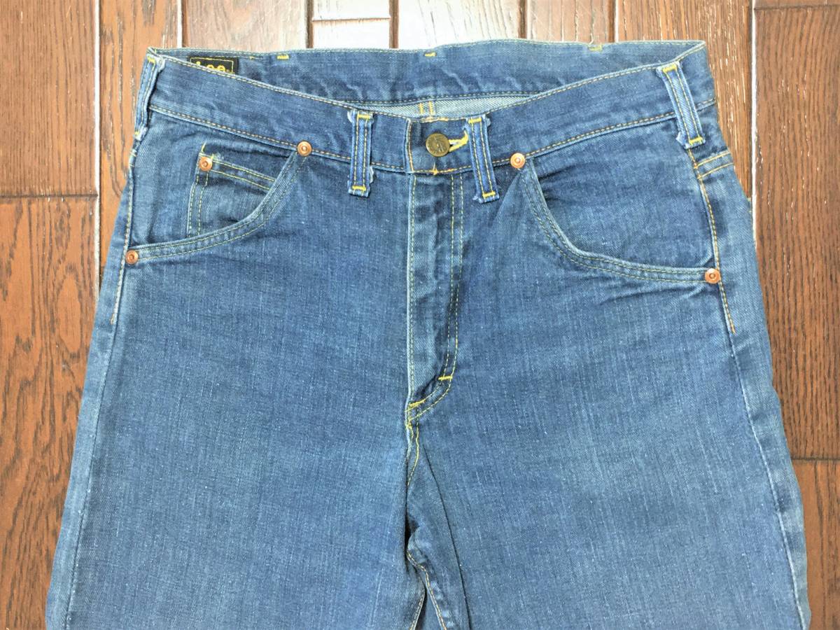 USA製 70s リー Lee ビンテージ ひげ落ち ジーンズ ストレート 縦落ち タロンジッパー サイド黒タグ デニム パンツ アメリカ製拍卖