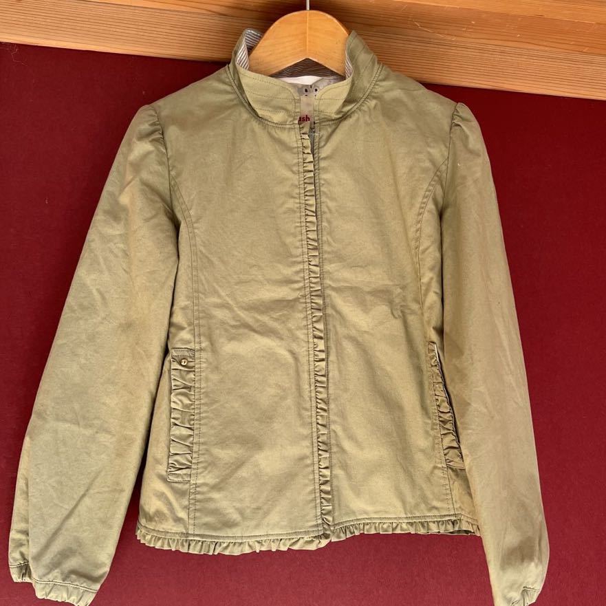 ファミリア fdash 130 ジップアップ ジャケット ジャンバー コート ブルゾン カーキ フリル拍卖