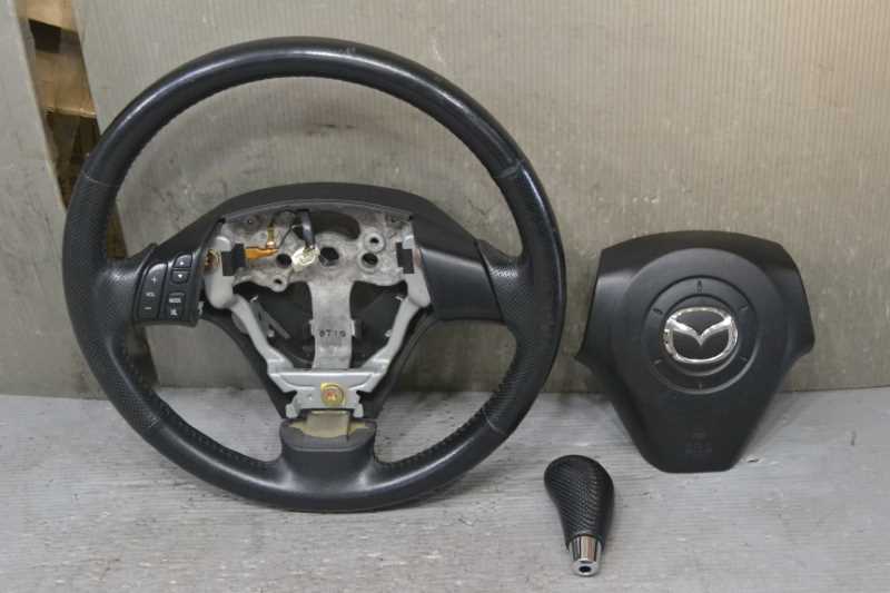 アクセラ 前期(BKEP) 純正 ハンドル ステアリングホイール レザー シフトノブセット / BP4M-32-982 BP4S-57-K00B BP4P-46-030 k069420拍卖