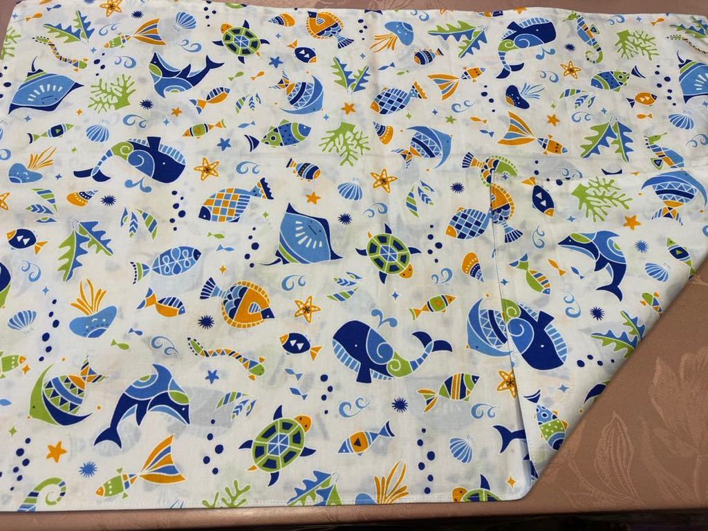 No.45 大判裏付ランチョンマット ハンドメイド 40x60 海の生き物拍卖