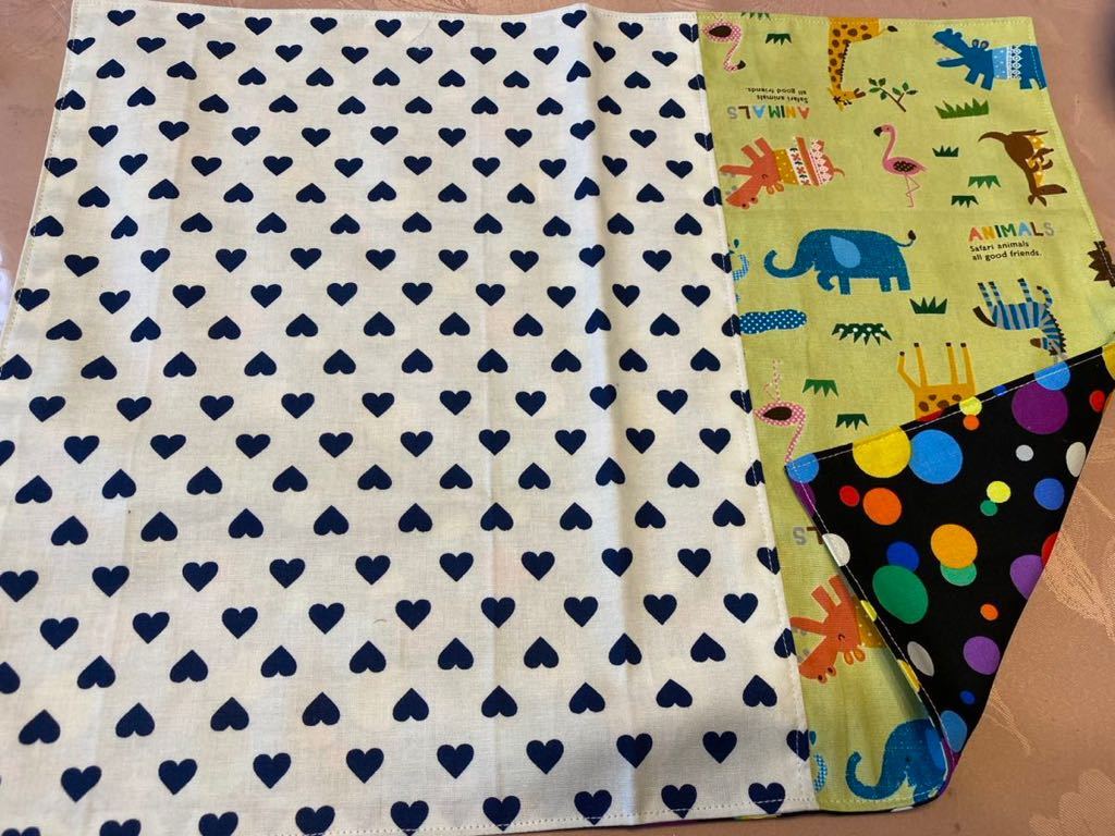 No.475 裏付ランチョンマット ハンドメイド 35x45 アニマル、ドット リバーシブル拍卖