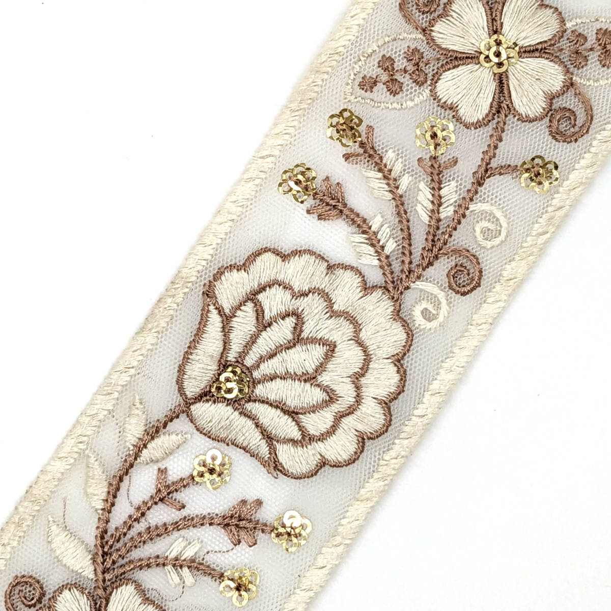 インド刺繍リボン 約51mm メッシュホワイト WH009拍卖