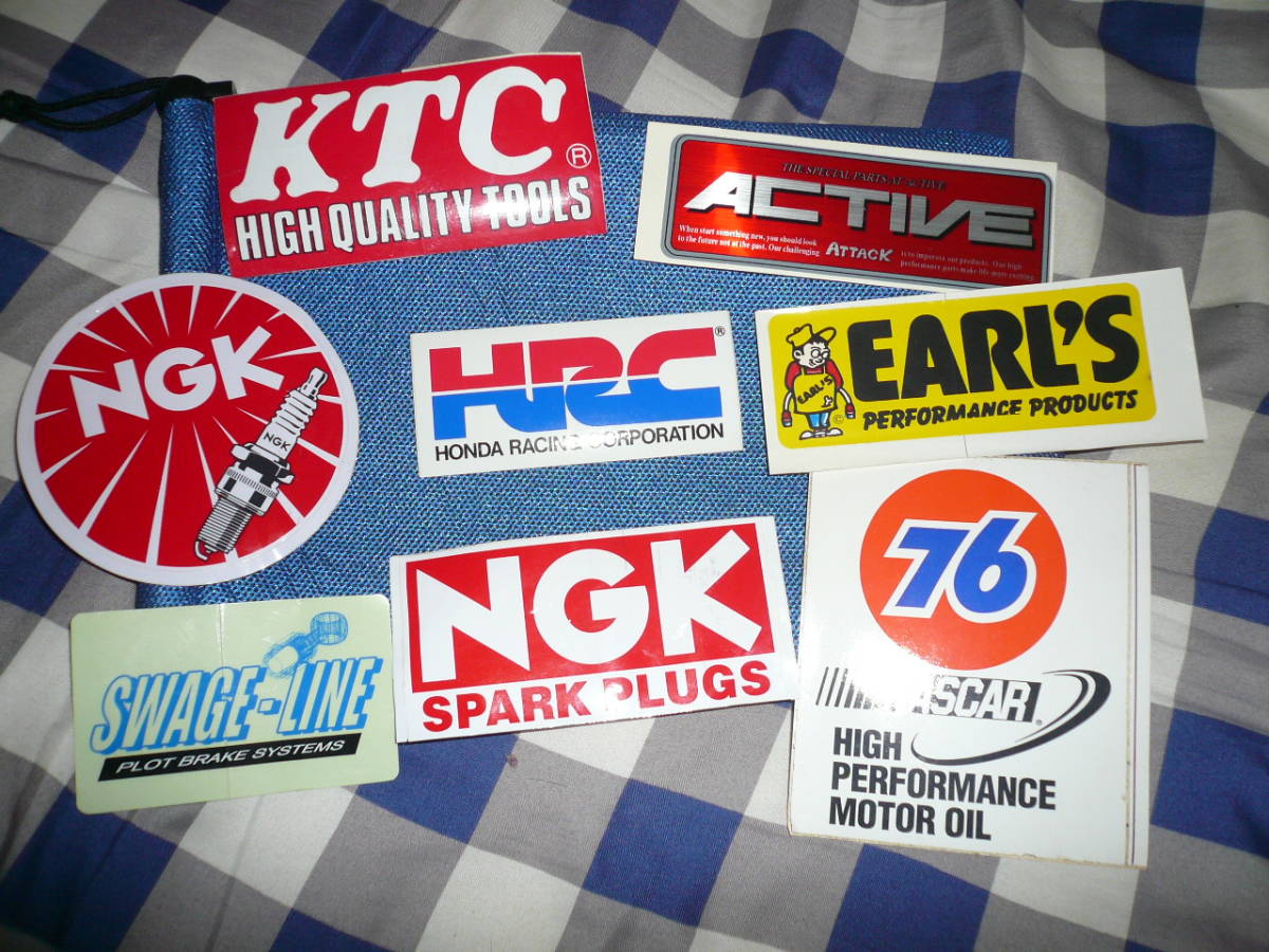補償 追跡サービス付き 安心 送料込み KTC NGK HRC EARL'S 76 ACTIVE ステッカー 8枚 セット 当時物希少素人長期保管品拍卖