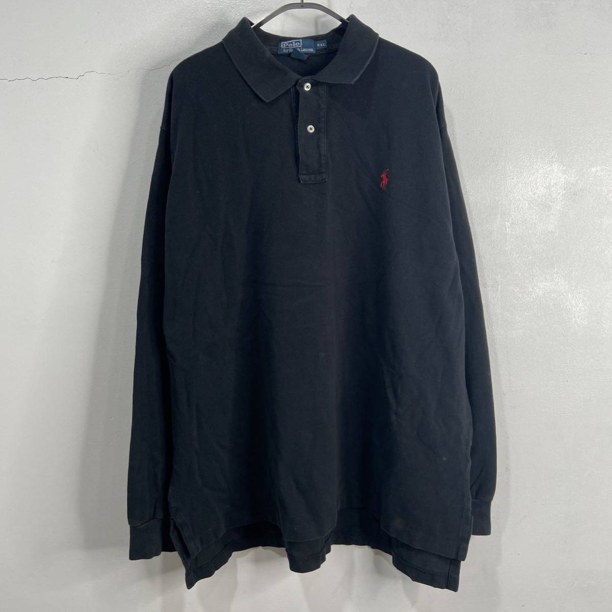 送料無料☆Ralph Lauren☆長袖ワンポイントポロシャツ☆XXL☆黒☆ビッグサイズ拍卖