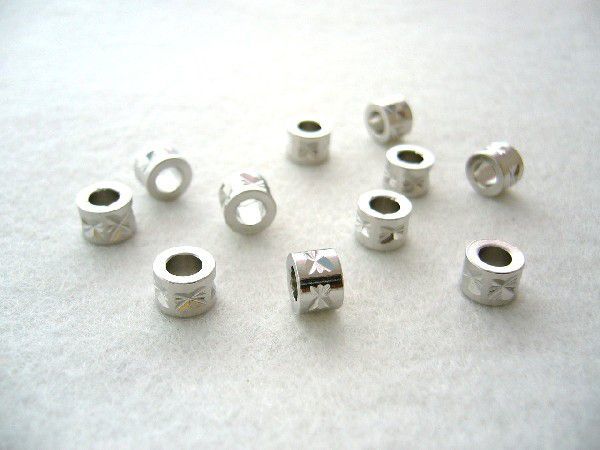 ビーズクラブ ロンデル メタルビーズ 円柱 クリスタルカット 銀 7mm 50個 ブレスレット ネックレス 金具 金属ビーズ拍卖