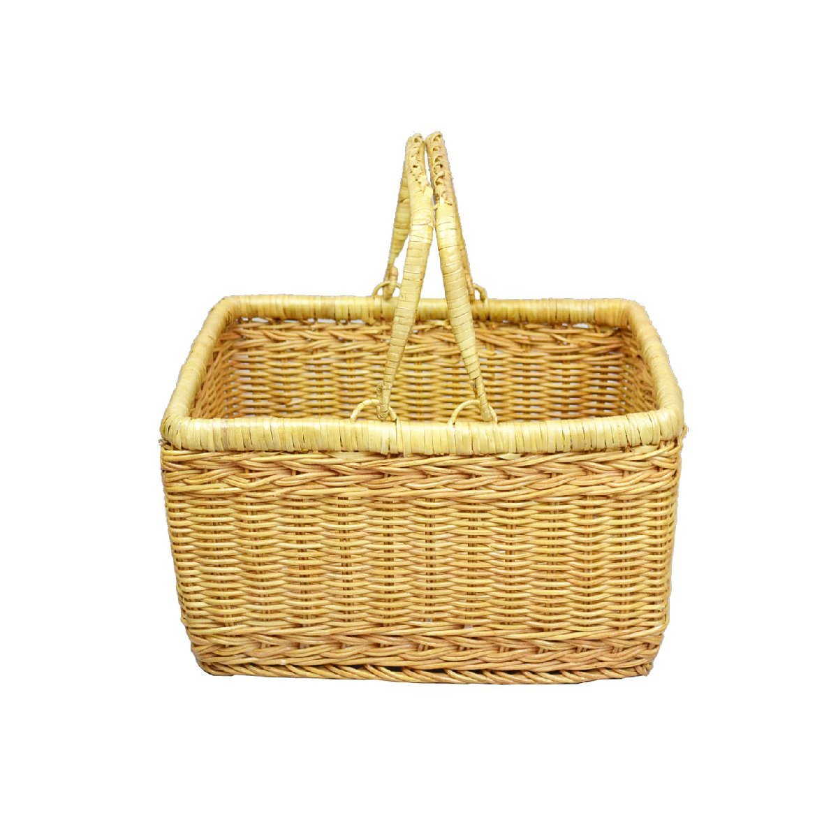 ラタンバスケット 持ち手 二本手 ピクニック かごバッグ拍卖