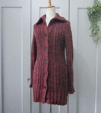 ボールジィ BALLSEY ロングカーディガン ニット モヘア混 衿付き 拍卖