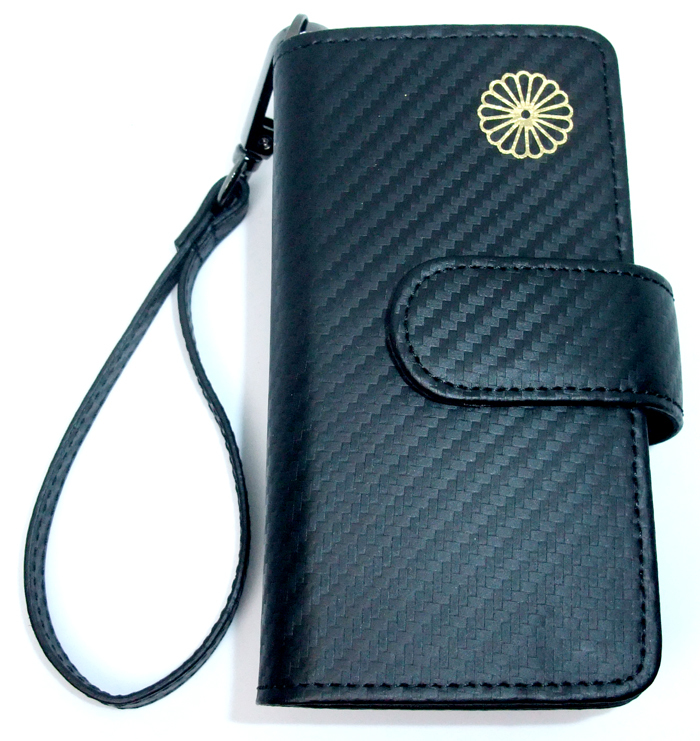 アイコスケース 本革 レザー iQOS カーボンレザー調 ストラップ付き 菊紋金箔押し ショート IQC-1003 50%OFF拍卖