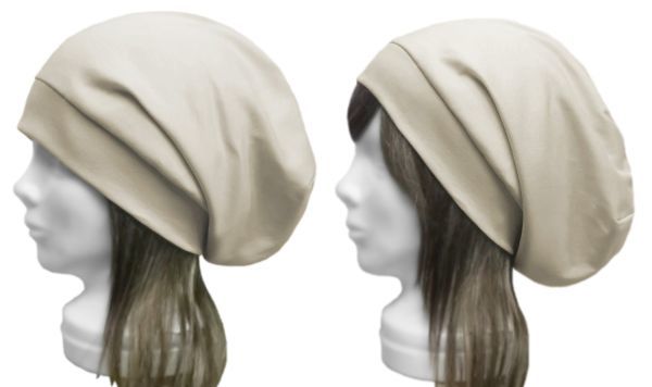 ◇送料無料◇ ハンドメイド◆リブ付ルーズワッチキャップ◆コットンフライスリブニット/ベージュ ◇ゆったり・小顔効果・オールシーズン拍卖