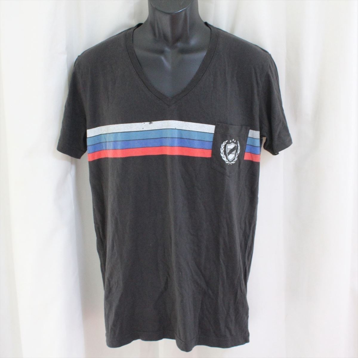 ゼインローブ ZANEROBE メンズ半袖VネックTシャツ ブラック Mサイズ 新品拍卖