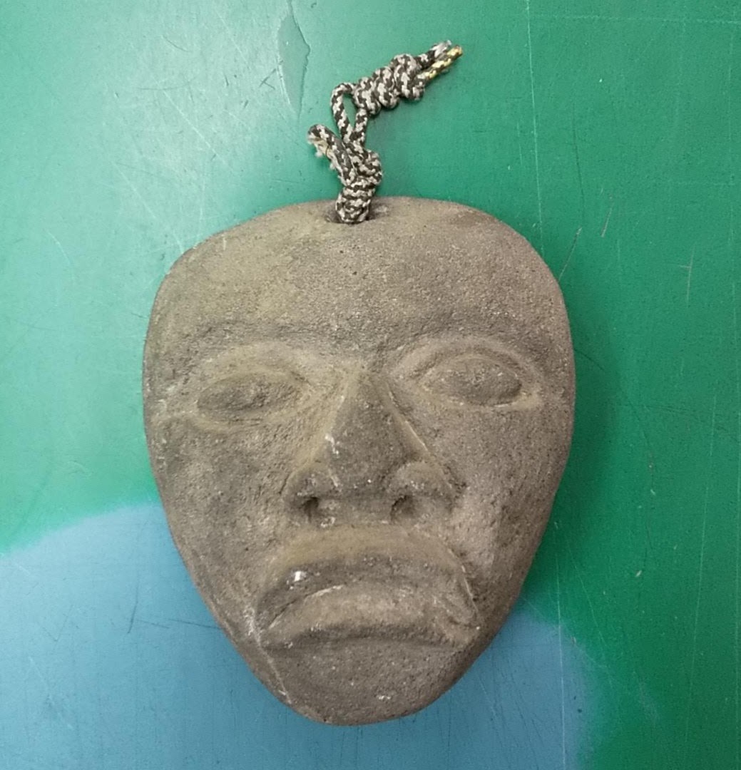 石製彫刻 壁掛け面 アンティーク 骨董 顔面 彫刻 石彫 オブジェ●H2232拍卖