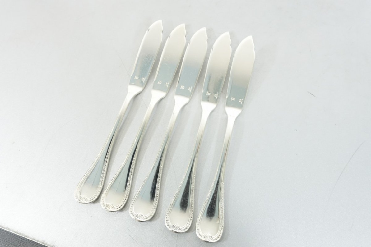 F 5本セット Christofle フィッシュナイフ シルバープレート 長さ:19.7cm クリストフル 業務用 カトラリー レストラン/店舗 銀拍卖