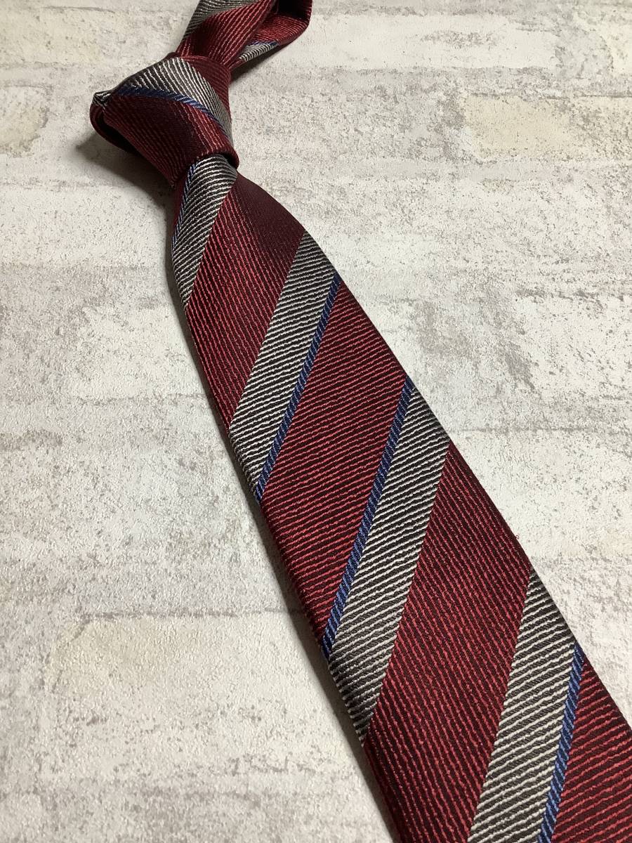 新品未使用 新作ネクタイ  シルク100%  朱赤オレンジ色 レトロ 大人のストライプ柄 参考上代3,900〜4,900円 お買い得サービス拍卖