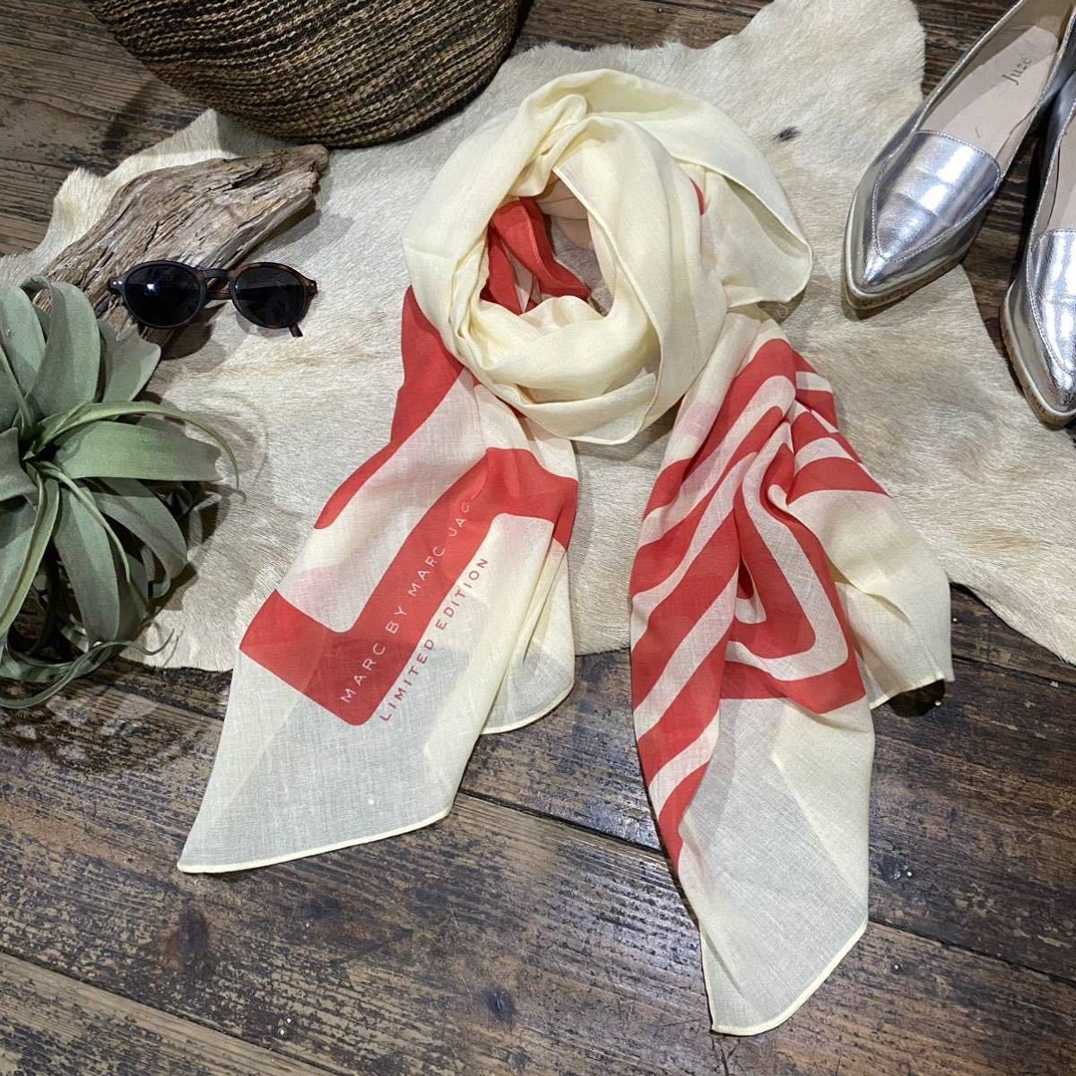 美品!MARC BY MARC JACOBS *ジグザグデザインロングストール* マークジェイコブス /大判ストール/大判スカーフ/ロングスカーフ拍卖