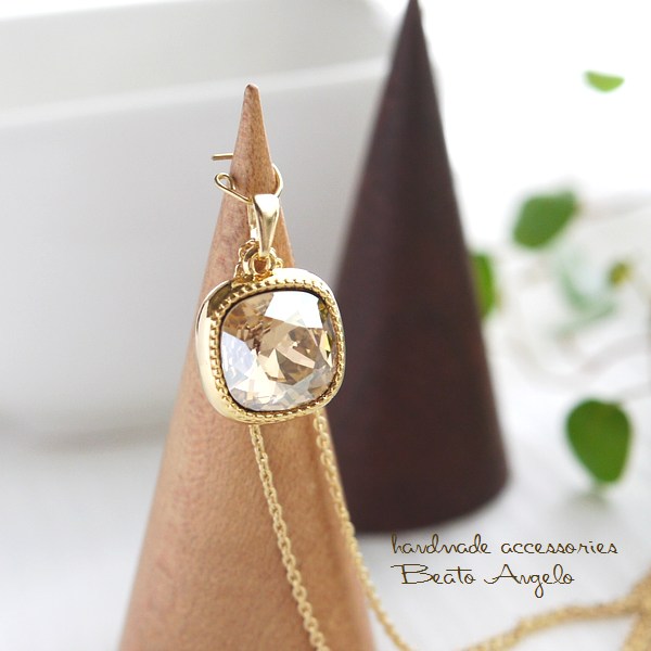 ◇◇+angelo+スワロフスキー 4470のネックレス(n-028)Cゴールデンシャドウ G 一粒 シンプル拍卖