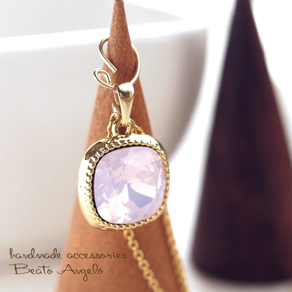 ◇◇+angelo+スワロフスキー 4470のネックレス(n-040)ローズウォーターオパール G 一粒 ピンク拍卖