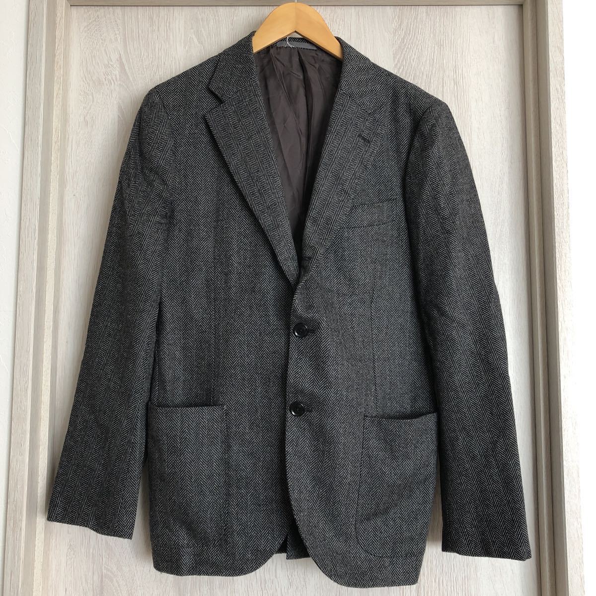 (k) SHIPS シップス ロロピアーナ DREAM TWEED ヘリンボーン グレー テーラードジャケット カシミア混 サイズ46 ウール 拍卖