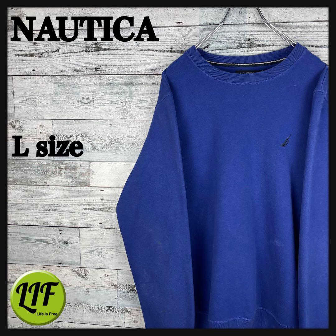 【希少】ノーティカ 刺繍ロゴ ワンポイント 90s スウェット ブルー拍卖