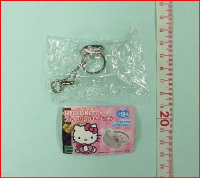 ★ハローキティ フェイスリングキーチェーン シルバー×レッド★拍卖